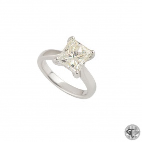 Platinum Princess Cut Diamond Ring 3.53ct L/SI2